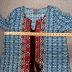 Kate & Mallory Caftan Shift Dress Coverup Women's Large 3/4 Sleeve Tassel Blue Photo 4