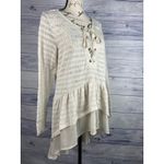 Maurice's Lace Up Ruffle Tunic Duster Top Womens 0 US XS Pointelle Knit Long Slv Photo 3