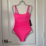 La Blanca Women's Island Goddess Rouched One Piece Swimsuit Bright Pink 2 NWT Photo 2