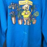 Vintage Jerzees Blue Plant Flower Bear Indoor Garden Graphic Sweatshirt Photo 5