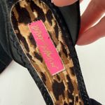 Betsey Johnson  Black Suede Leopard Bow Heels Size 10 Photo 4