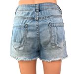 Kensie  Blue Patchwork Applique Distressed Raw Hem Cut-off Denim Jeans Shorts 29 Photo 2