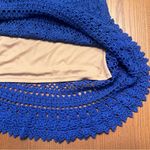 Tadashi Shoji  Alana Crochet Knit Dress in Cobalt Blue w/ Nude Lining Size Medium Photo 12