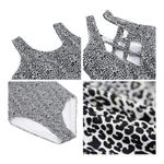 Swimsuit White Black Leopard Scoop Neck Crisscross Back Size XL NWT #4202 Photo 2