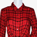 EXPRESS ‎ Dress Womens XS Red Black Plaid Shirt Dress Twist Front Office Casual Photo 4