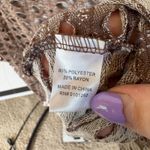 Bohemian Beach Open Knit Asymmetrical Top Cowl Button Coastal Lagenlook Medium Brown Photo 6