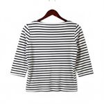 Croft & Barrow  Navy and Cream Striped 3/4 Sleeve Boatneck Top Photo 2