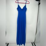 Windsor  Long Dress High Slit Royal Blue Wrap Front‎ Ruched on Side Size Small Photo 1