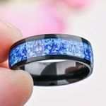 Unisex Stainless Steel Light Blue/ Black Ring Size 8 Photo 2