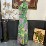 Current Air Sereia Botanical Motif Midi Dress Green Purple Floral - Sz S ๐งก๐ Photo 7