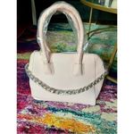 JustFab  Pastel Pink Faux Leather Satchel Bag Silver Chain Handle OS Photo 4
