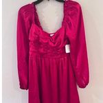 Altar'd State  Red Long Sleeve Ruched Mini Dress Medium Vibrant Wedding Guest Photo 0