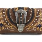 Flower Design Belt Buckle Women's Wallet Brown Photo 0