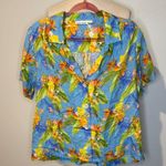 Roller Rabbit  Blue 100% linen Floral Button Down Shirt Photo 0