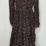 by‎ Timo Womens Summer Dress Small Long Sleeve Dark Floral Midi Ruffle Multi Photo 0
