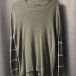American Eagle  Olive Green Striped Sleeve Sweater Small Photo 0