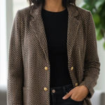 BlOOMINGDALES Brown Black Herringbone 2 Photo 0