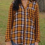 Abercrombie & Fitch yellow plaid button front shirt Photo 0