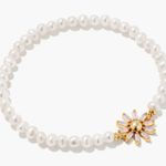 Kendra Scott Brand new With Tags Madison Daisy Gold Pearl Stretch Bracelet in Pink Opal Crystal Photo 0