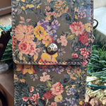 Patricia Nash Authentic  Floral Leather Flap snap card/Phone crossbody Photo 0