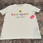 Kate Spade NWT  New York Rainbow Ombré Logo  Graphic Tee | White | Size M Photo 0