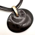 Chico's Chico’s leather multi cord layered enamel coated pendant necklace espresso brown Photo 3