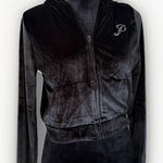 Victoria's Secret PINK Y2K   Cropped Velour Zip Hoodie Gray Small Rhinestone Logo Photo 0