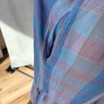 Loft  Midi Dress Pastel Blue Pink Plaid Smocked Tiered Square Neck Sundress Photo 3