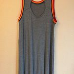 Pink Rose Size M Gray Sleeveless Tank Dress with Vibrant Rainbow Trim Photo 7