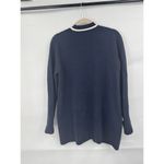 J.Crew Sweater Womens Small Tipped Open Front Cardigan Navy Blue White Preppy Photo 1