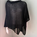 Eileen Fisher  black open mesh poncho in organic linen OS Photo 4