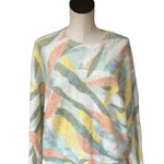 Rachel Zoe NWT Multicolor Fuzzy Super Soft Abstract Vintage Look Y2K Sweater Photo 2