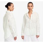 Madewell | NWT Embroidered Oversized Button-Up Shirt in White | Sz S Photo 1