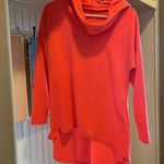 Comfy Neon Coral Knit High Low Scuba Hoodie Drape Neck Womens Medium Pullover Pink Photo 1