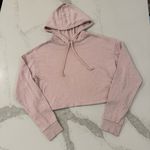 H&M  Divided Cropped LongSleeve Hoodie Sweatshirt Womens Small Pale Pink Cozycore Photo 0