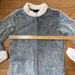 Natori Zip Kaftan Bathrobe House Coat SZ S Sherpa Fuzzy Fleece Gray Cozy Photo 7