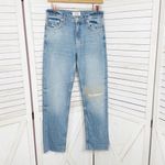 Free People We The Free Vixen Distressed Cigarette Crop Jeans Raw Hem Blue 25 Photo 15