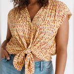 Maeve  by Anthropologie Picnic Buttondown Top Yellow Print | Size Small Photo 1