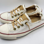 Converse  Chuck Taylor All Star Low Top White Canvas Tan Laces Red Blue W 7.5 Photo 0