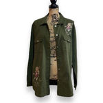 Blue Rain Long Sleeve Embroidered Button Down Women’s L Army Green Photo 4