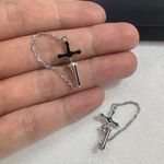 Cross Stud Earrings for Men Women Streetwear Punk Hip Hop Unisex Style Silver Photo 4