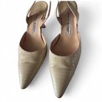 Manolo Blahnik  Carolyne Serpent 256 Slingback Heels 40 Cream Snake Glitter RARE Photo 1