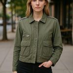 BLANK NYC NWT  LIGHTWEIGHT FITTED TRUCKER JACKET OLIVE GREEN Photo 0