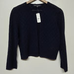 Brooks Brothers Women's Merino Wool Diamond Knit Cardigan Sweater Navy M NWT Photo 0