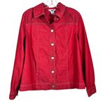 Koret City Blues Vintage Red Denim Western Embroidered Button Down Jean Jacket Medium Photo 0