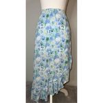 No Boundaries Women’s Floral Midi Asymmetric Blue White & Green Skirt 11-13 Photo 2