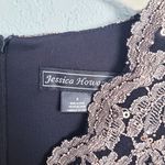 Jessica Howard  Black and Gold Glitter Lace V-neck Steath Cocktail Dress Photo 5
