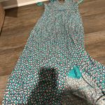Maeve by Anthropologie SZ S Mabel Halter Maxi Dress Green Blue Tan Geo Print Photo 7