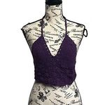 Womens Purple Crochet Handmade Festival Boho Gypsy Outdoor Crop Top One Size Photo 0