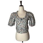Levi's  Shirt Women Small Black Louise Puff Sleeve Floral‎ Smocked Top NWT Boho Photo 1